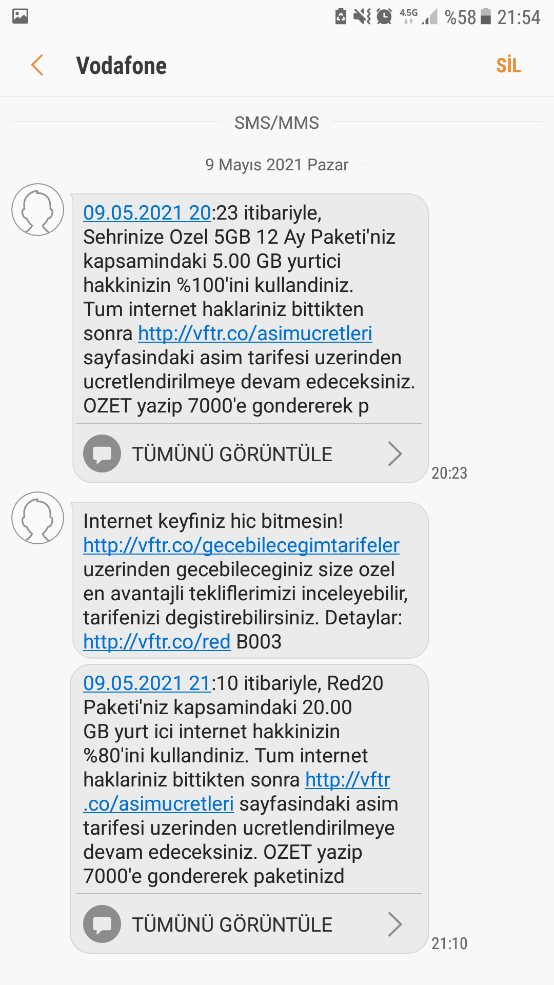 Vodafone İnternet Hakkımı Kesti